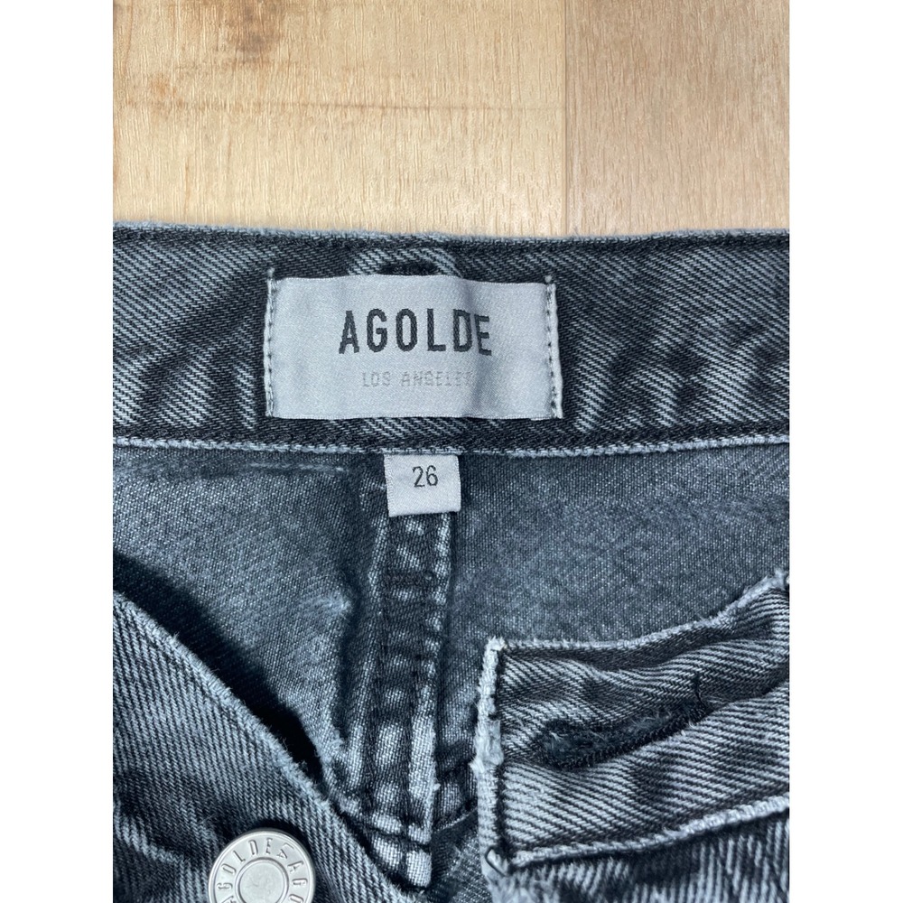 AGOLDE 90s Pinch Waist High Rise Straight Leg Jeans Grey Washed‎ Black Size 26 - Picture 2 of 9